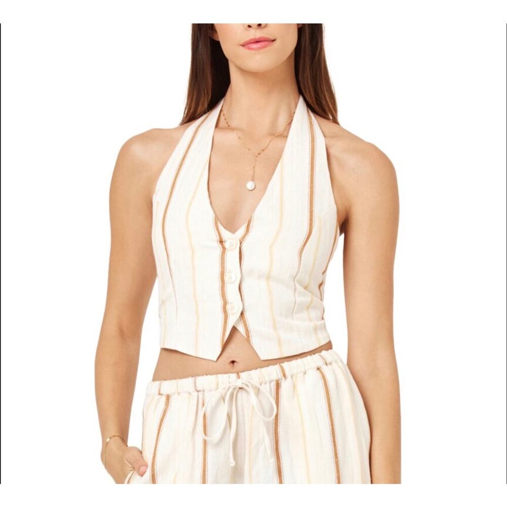 New L space Beach House Linen-Blend Vest sz M $130 - Picture 2 of 4